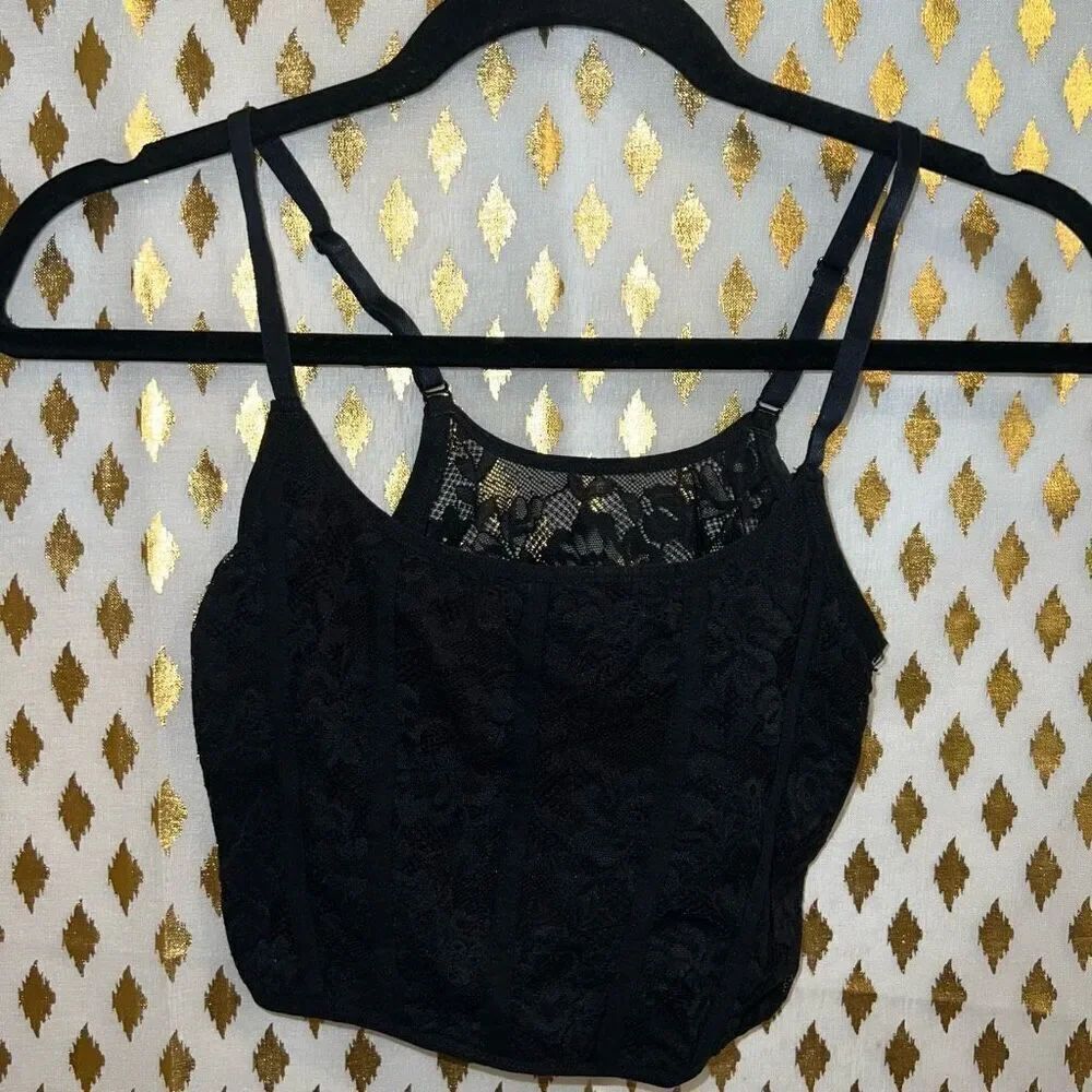 Colsie bralette racer back black lace size S